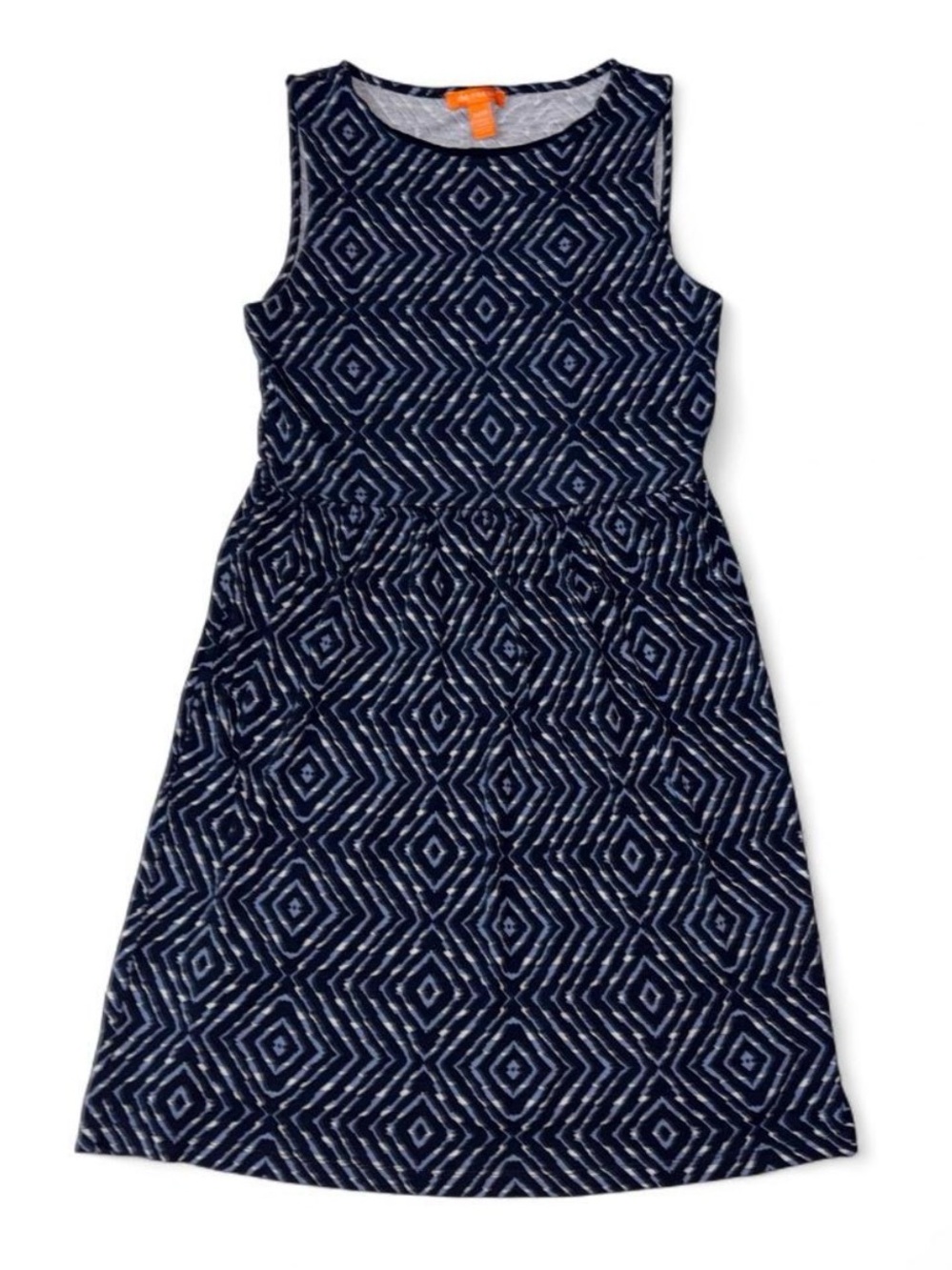 Joe Fresh Navy Diamond-Print Sleeveless Casual Dress